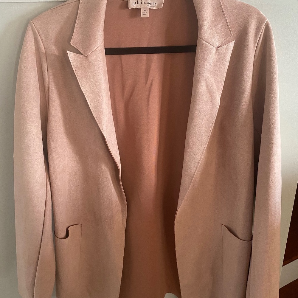 Faux Suede Pink Blazer Jacket